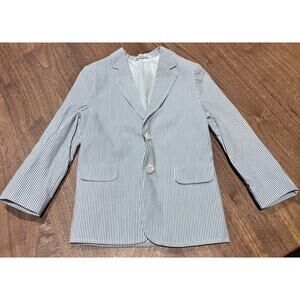 The Children’s Place (?)‎ Boys Seersucker Blazer Size 6 Blue White Stripe Cotton